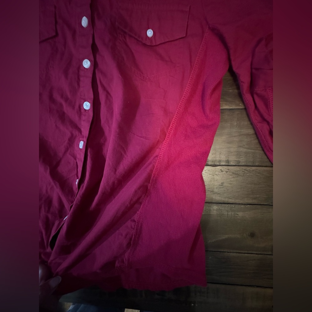 Converse - Red Fitted Button Up Blouse - image 3